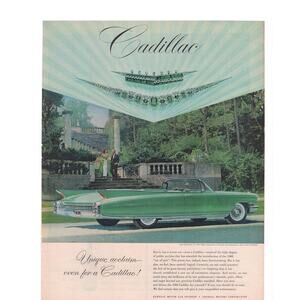 Cadillac /  Seagrams 7 Whisky Magazine Advertisement 1960 Vintage Classic Car